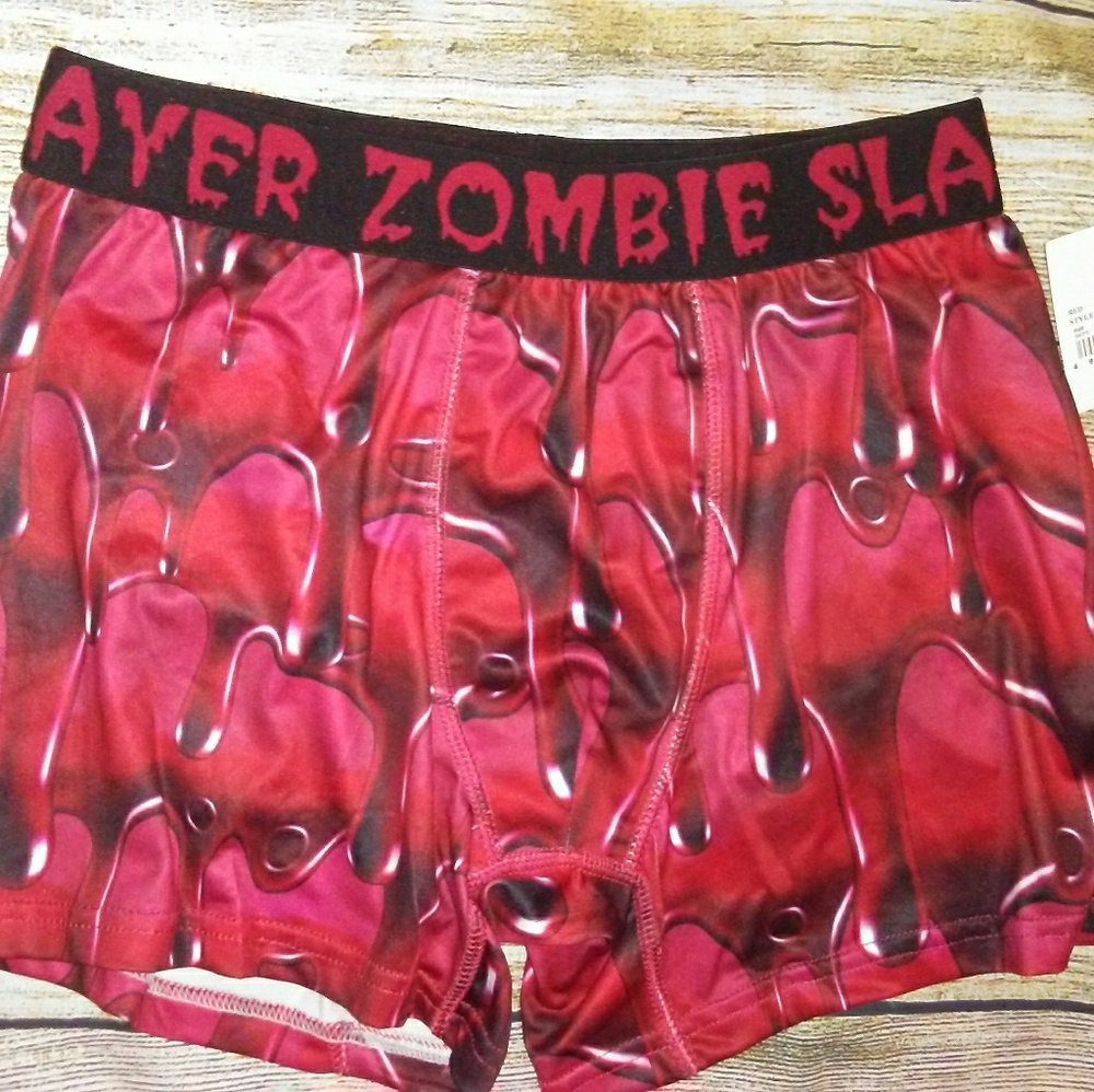 Valentines Mens Red Zombie Boxers size S